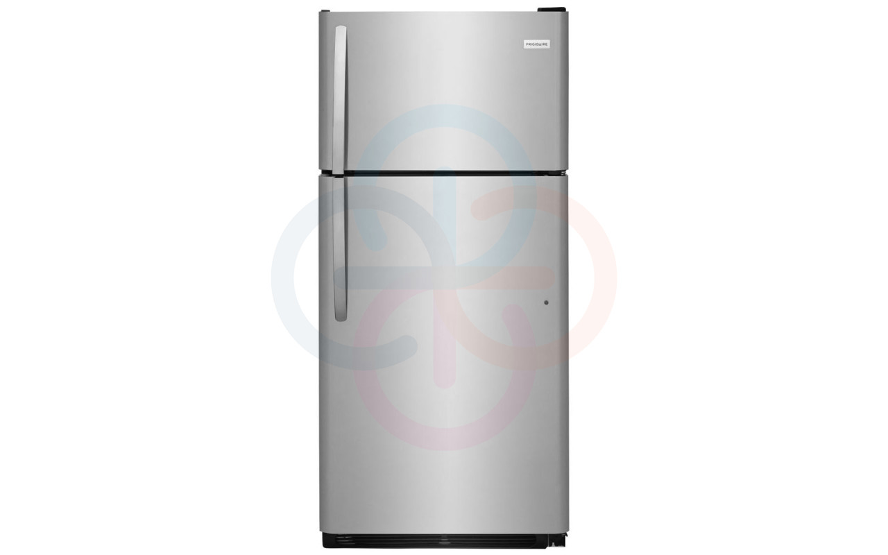 Nevera Frigidaire 30" congelador arriba (“top freezer”) 18 pies cúbicos, acero inoxidable.