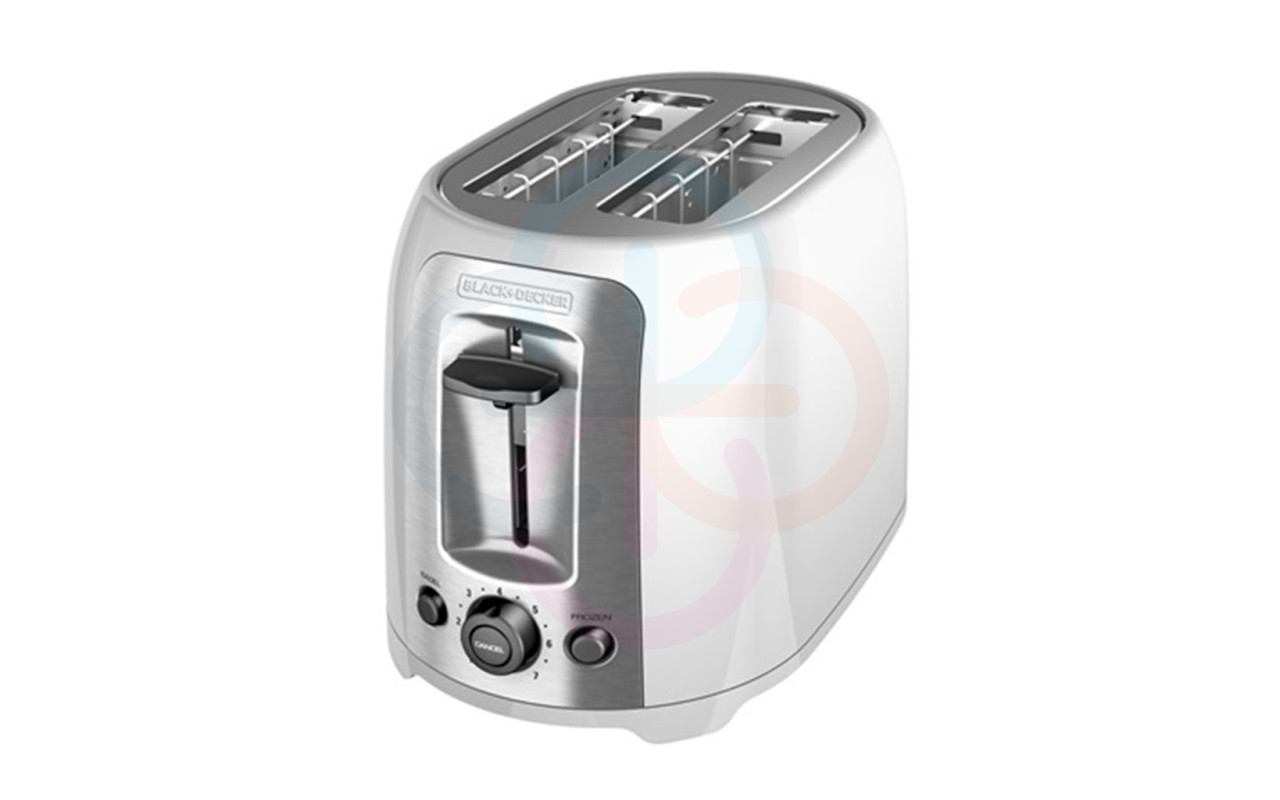 Tostadora doble ranura Black+Decker, blanca.