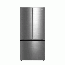 Nevera Midea 30” Puerta francesa (”French Door”) 3 puertas, 18 pies cúbicos, Acero.