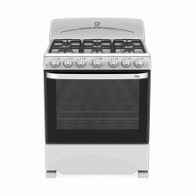Estufa Cetron, gas independiente 30”, 6 hornillas, acero.