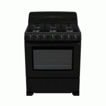 Estufa Cetron, gas independiente 30”, 6 hornillas, negro.