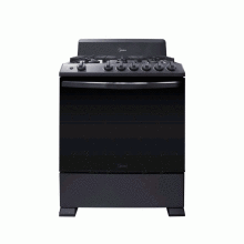 Estufa Midea gas independiente 30”, 6 hornillas, Gris.