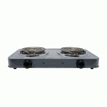 Estufa de mesa American electrica 2 hornilla, Gris.