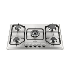Estufa empotrable Frigidaire, gas 30”, 5 hornillas, acero.