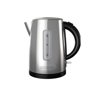 Hervidor electrico de 1.7 Litros Black+Decker, acero inoxidable.