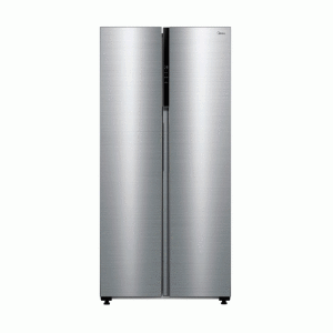 Nevera Midea 33” lado a lado (”Side by side”) 16 pies cúbicos, acero.