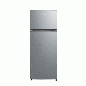 Nevera 21” Midea congelador arriba (”Top freeezer”), 7.2 pies cúbicos, Gris.