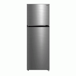 Nevera Midea 22” congelador arriba (”Top freeezer”), 10 pies cúbicos, acero.
