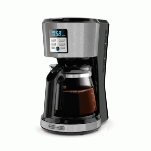 Cafetera de 12 tazas Black+Decker, negro.