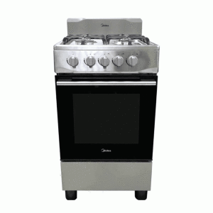 Estufa Midea gas independiente 20”, 4 hornillas, Acero.