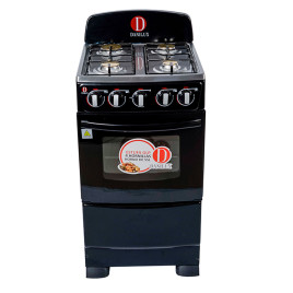 Estufa Danilux, gas independiente 20”, 4 hornillas, Negro.