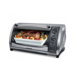 Horno de mesa tostador Black+Decker, plateado.