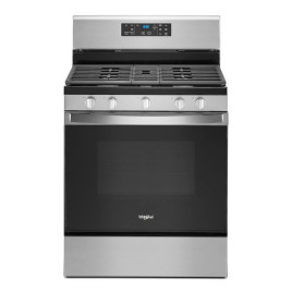 Estufa Whirlpool, gas independiente 30”, 5 hornillas selladas, Acero.