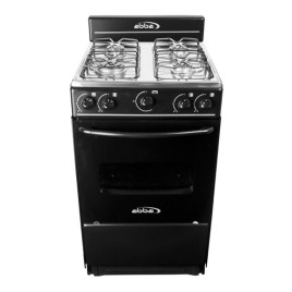 Estufa Abba gas independiente 20”, 4 hornillas, negro.