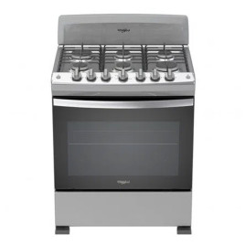 ‌‌Estufa Whirlpool, gas independiente 30”, 6 hornillas selladas, acero.