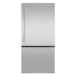 Nevera Mabe 30” congelador abajo (“Botton freezer”) 25 pies cúbicos, acero.