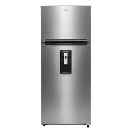 Nevera Whirlpool 28” congelador arriba (“top freezer”) 18 pies cúbicos, acero inoxidable.