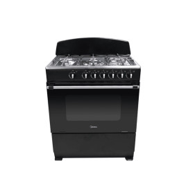 ‌Estufa Midea, gas independiente 30”, 6 hornillas selladas, Negro.