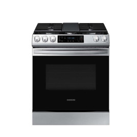 ‌Estufa Samsung, gas independiente 30”, 5 hornillas selladas, acero