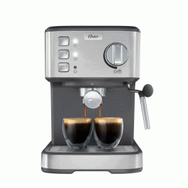 Cafetera Compacta Oster de 2 tazas, acero.