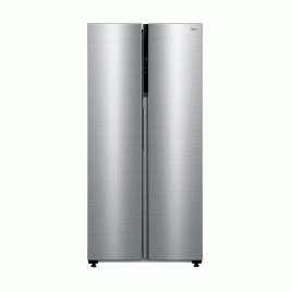 Nevera Midea 33” lado a lado (”Side by side”) 16 pies cúbicos, acero.