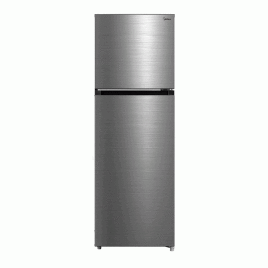 Nevera Midea 22” congelador arriba (”Top freeezer”), 10 pies cúbicos, acero.