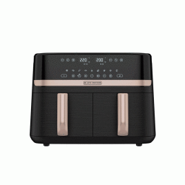 ‌Freidora de aire eléctrica de 9 litros doble Black+Decker, Negro.
