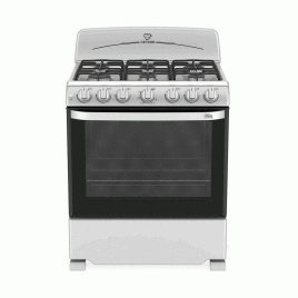 Estufa Cetron, gas independiente 30”, 6 hornillas, acero.