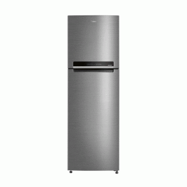 Nevera Midea 24” congelador arriba (”Top freeezer”), 15 pies cúbicos, acero.