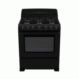 Estufa Cetron, gas independiente 30”, 6 hornillas, negro.