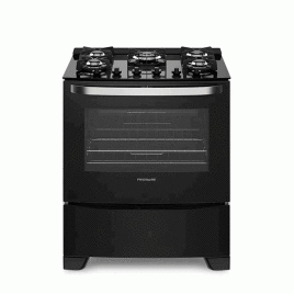 Estufa Frigidaire, gas independiente 30”, 5 hornillas selladas, negro.