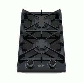 Estufa empotrable Drija, de gas 12’’, 2 hornillas, negro.