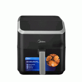‌Freidora de aire 5.5 litros Midea, negro.