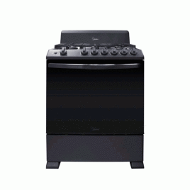 Estufa Midea gas independiente 30”, 6 hornillas, Gris.