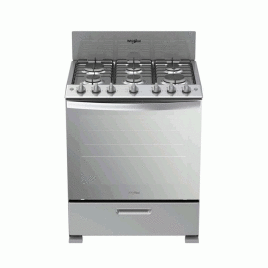 Estufa Whirlpool gas independiente 30’’, 6 hornillas, gris.