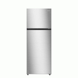 Nevera Midea 24” congelador arriba (”Top freeezer”), 10 pies cúbicos, acero.