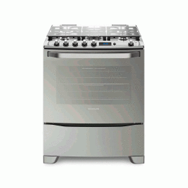 Estufa Frigidaire, gas independiente 30”, 5 hornillas selladas, acero.