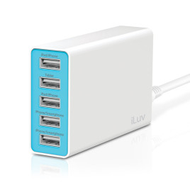 iLuv, Portable 5 USB - Port Charger - White