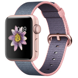 Apple Watch S2 38mm Rose Gold Aluminum Case with Pink / Midnight Blue Nylon Band