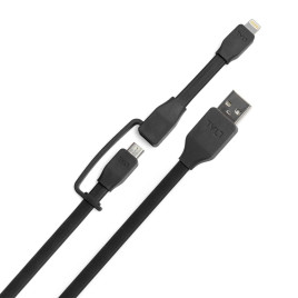 Tylt SynCable-Duo 3.3' Charge and Sync with lightning & Micro USB Connector - Black