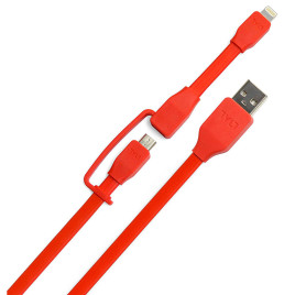 Tylt SynCable-Duo 3.3' Charge and Sync with Lightning & Micro USB Connector - Red