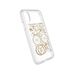 Speck Presidio Clear + Print Case for iPhone X - CityBike Metallic Gold Yellow/Clear