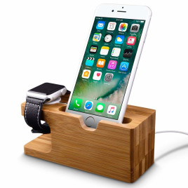 Dock Station para Apple Watch y iPhone en Madera