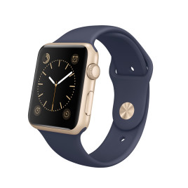 Apple Watch Sport 42mm Case Gold Aluminum Sport Band Midnight Blue