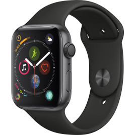 Apple Watch Series 4 GPS, 44mm Space Gray Aluminum Case - Black Sport Band.