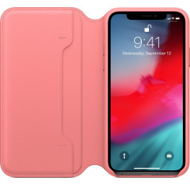 Apple iPhone XS Leather Folio - Peony Pink