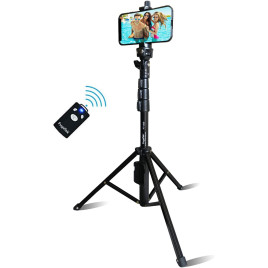 Fugetek All-in-One Professional Selfie Stick Bluetooth Remote Control for Apple and Android Extends to 49 "Inch - Black