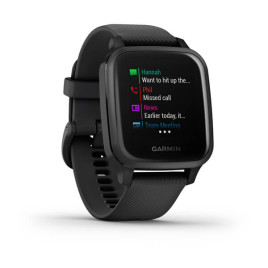 Garmin Venu Sq Slate Aluminum Bezel with Black Case and Silicone Band (Music Edition)