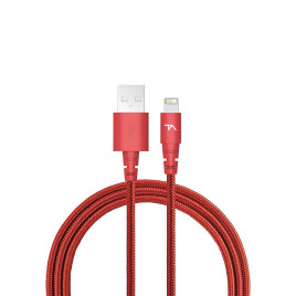 8 pin Lightning USB cable, 6 ft, braided, red