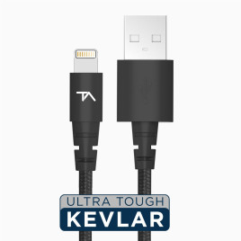 Tech Armor Kevlar Lightning to USB 6ft - Black